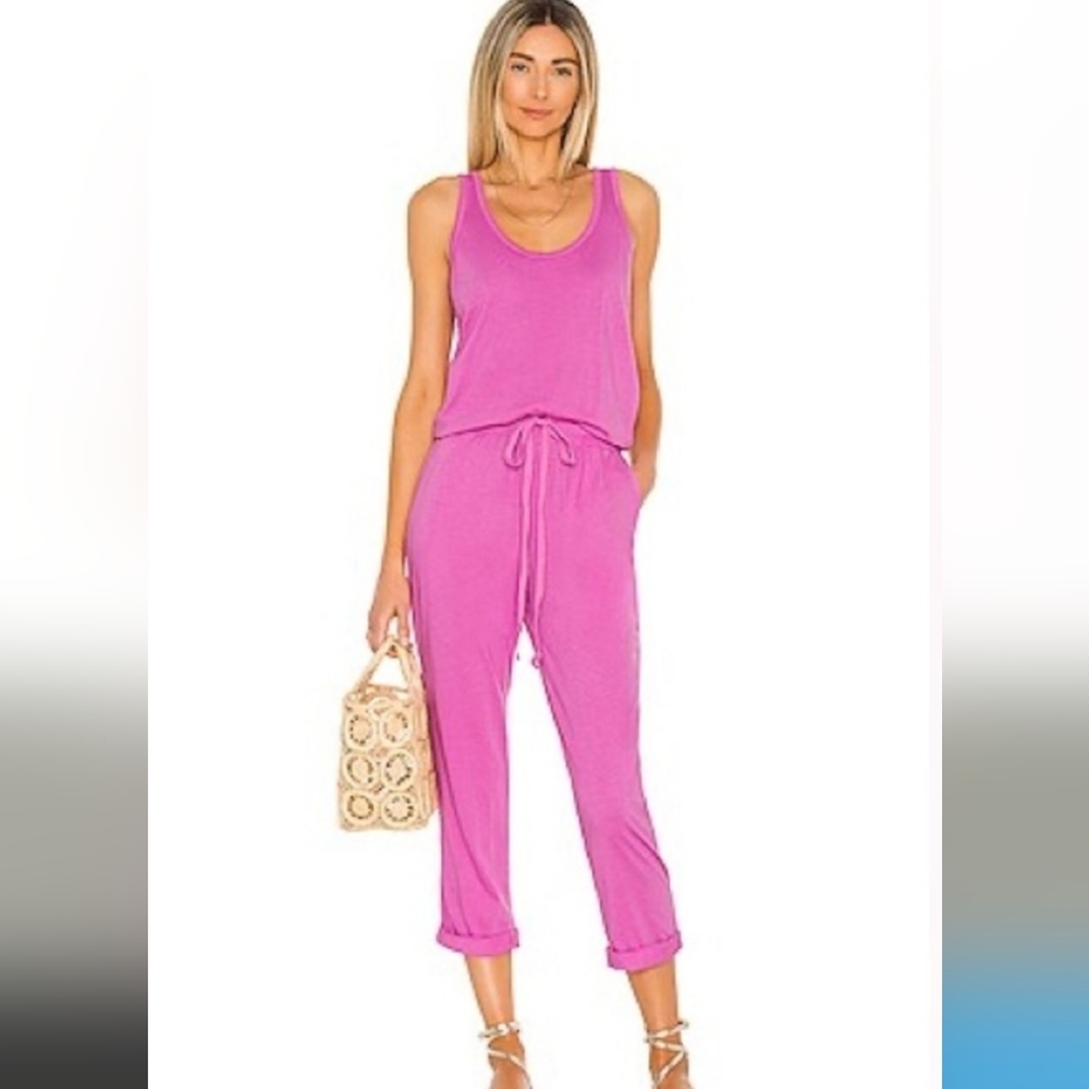 💖 MICHAEL STARS THEO TANK JUMPSUIT PINK WILDBERRY SIZE S